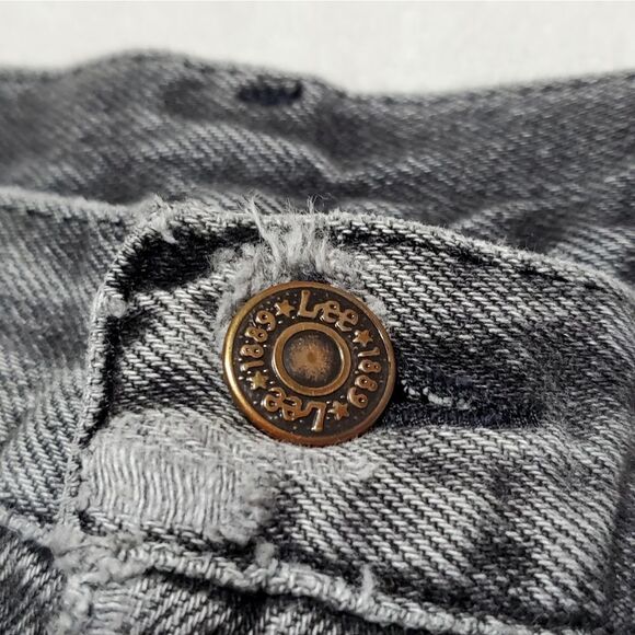 𝅺VINTAGE Black Distressed Lee Jeans Union Made Grunge - Picture 8 of 10